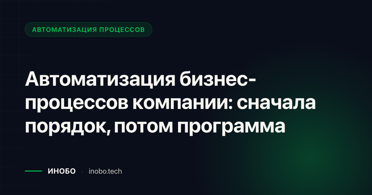 Обложка статьи «Автоматизация бизнес-процессов компании: сначала порядок, потом программа» — блог ИНОБО