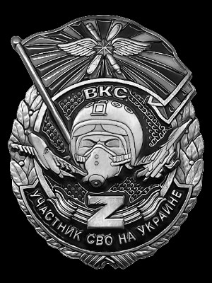 «Значок Участник СВО на Украине ВКС СВО» — картинка для гравировки на памятнике, № 1995