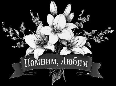 «Лилии с лентой 2» — картинка для гравировки на памятнике, № 2246