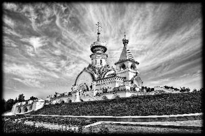 «Храм у дороги» — картинка для гравировки на памятнике, № 2568