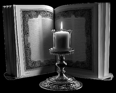 «Свеча и книга 569» — картинка для гравировки на памятнике, № 1763