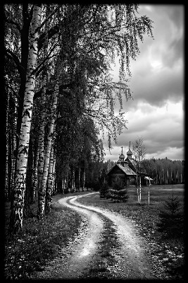 «Пейзаж Церковь 1» — картинка для гравировки на памятнике, № 1116