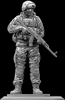 «Солдат 10» — картинка для гравировки на памятнике, № 351