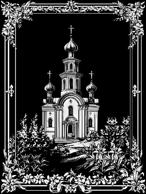 «Церковь в рамке» — картинка для гравировки на памятнике, № 2429