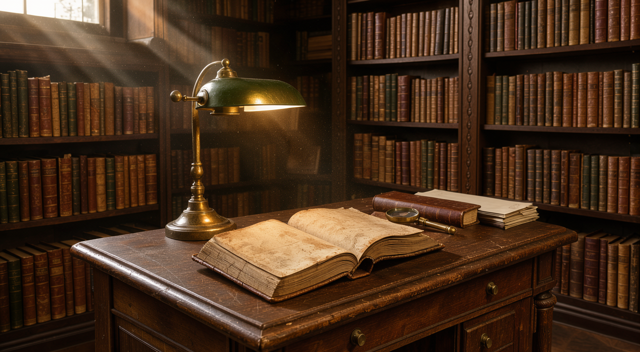 Старинная библиотека с книгами