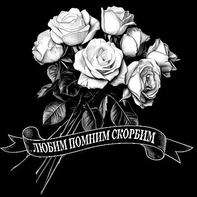 «Розы с лентой 34» — картинка для гравировки на памятнике, № 2372