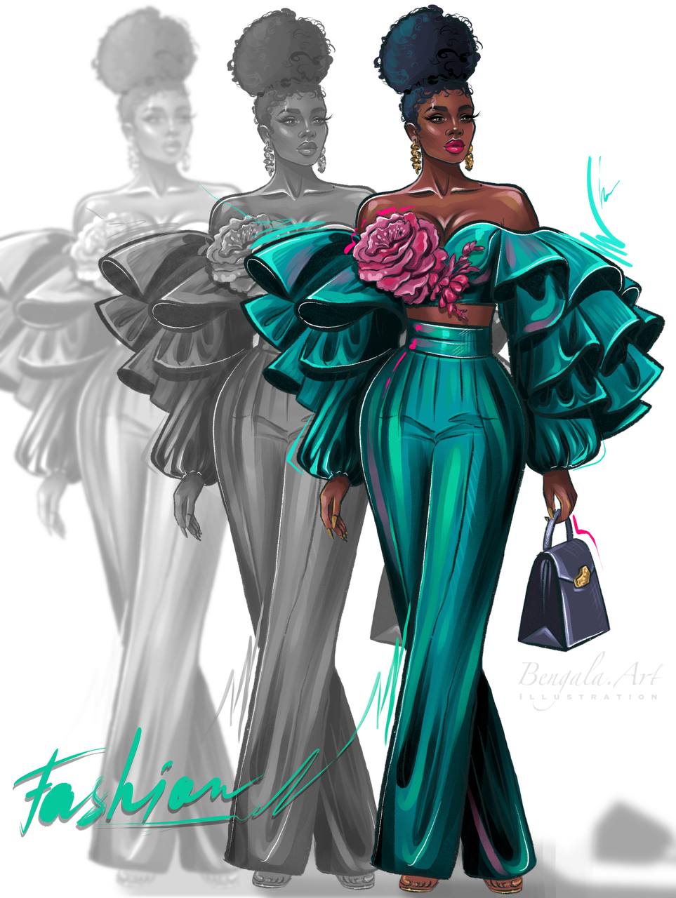 Fashion иллюстрация в стиле «Реалистичный скетч»