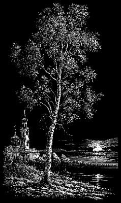 «Березы и храм (1)» — картинка для гравировки на памятнике, № 1209