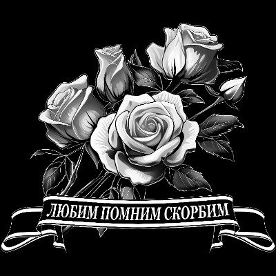 «Розы с лентой 35» — картинка для гравировки на памятнике, № 2373