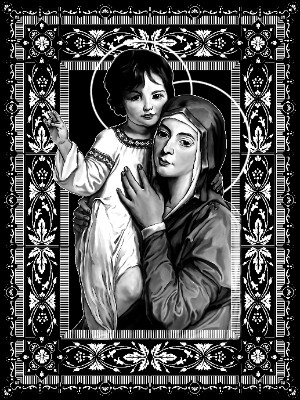 «Bogorodica-s-mladencem чб» — картинка для гравировки на памятнике, № 628