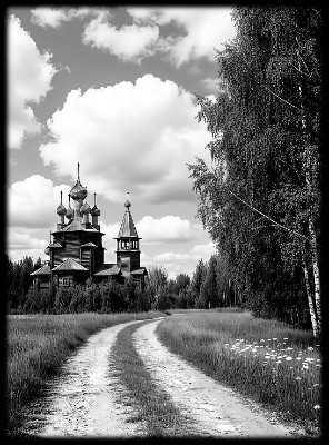 «Пейзаж Церковь 2» — картинка для гравировки на памятнике, № 1297