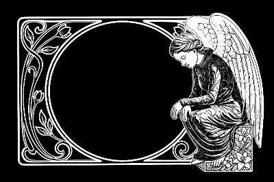 «Рамка ангел в темном платье» — картинка для гравировки на памятнике, № 1610