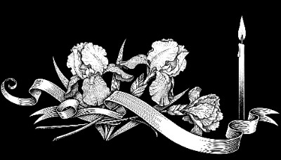 «Ирисы с лентой и свеча» — картинка для гравировки на памятнике, № 2484