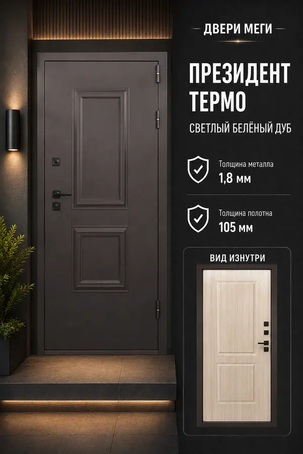 ДВЕРИ МЕГИ «ПРЕЗИДЕНТ ТЕРМО» — входная дверь с терморазрывом