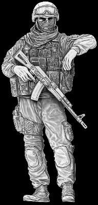 «Солдат 35» — картинка для гравировки на памятнике, № 2562