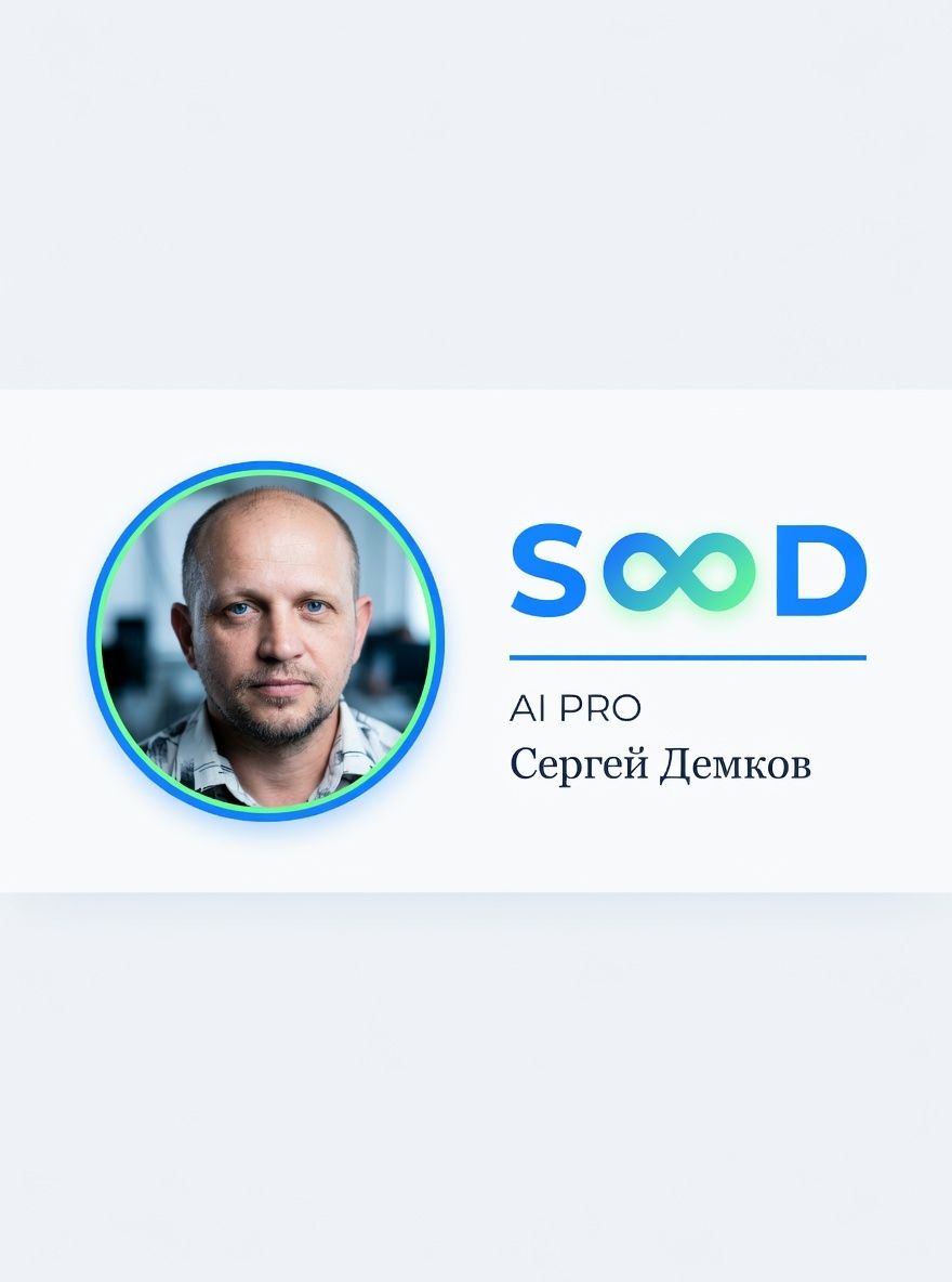 Шапка сообщества: портрет, знак S∞D и подпись — сразу видно, кто это и чем занимается.