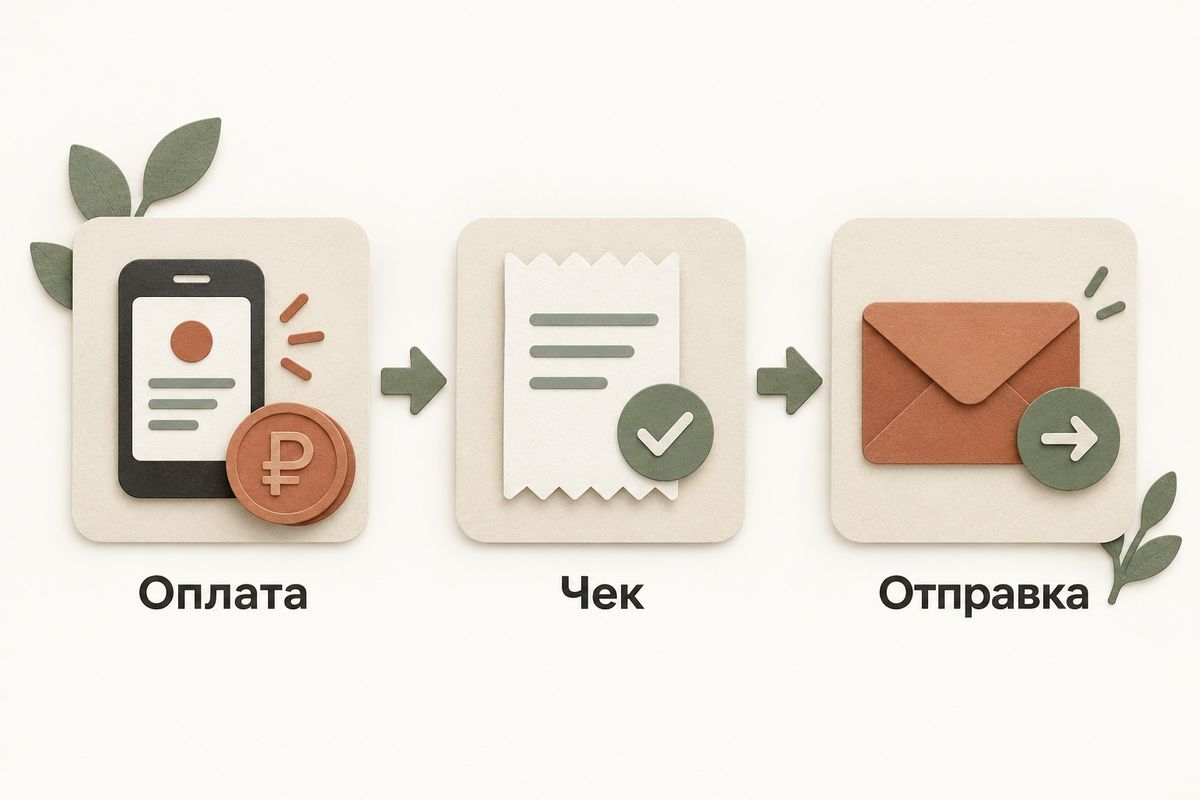 Сверка оплаты, сформированного чека и отправки заказчику