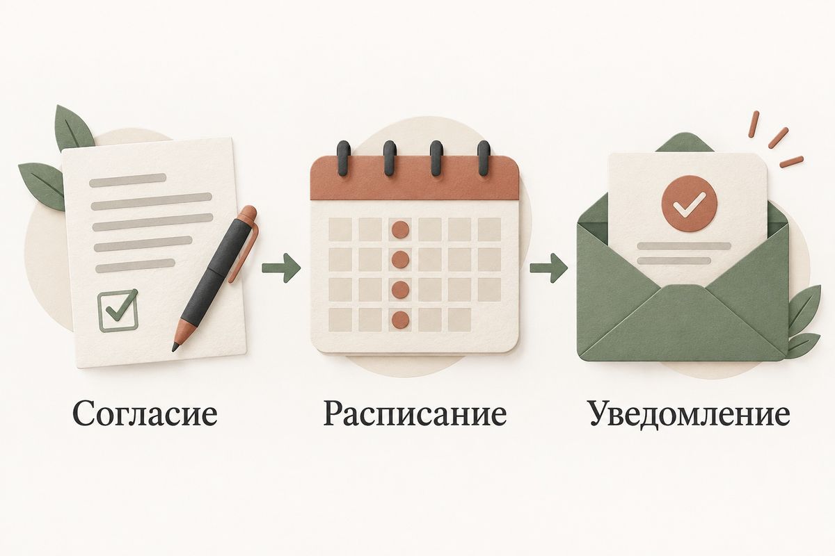 Согласие клиента, расписание и уведомления при подписке